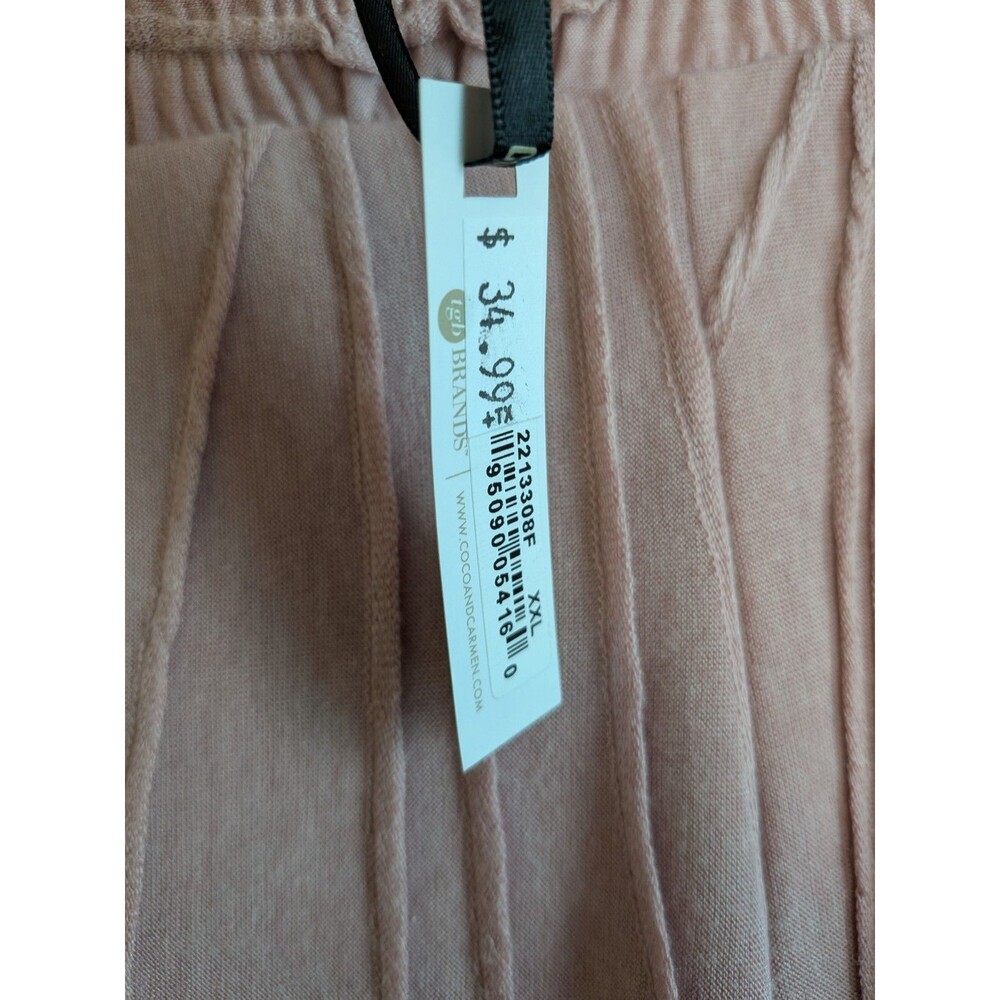 Coco + Carmen Womens Lounge Pants XXL Wide Leg Cropped Pink Hippie Vibe Elastic - Picture 14 of 14